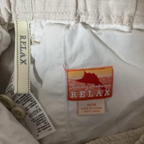 Tommy Bahama Womens Relax Fit Linen Pants M Beige Straight Leg High‎ Rise Woven - Picture 9 of 12